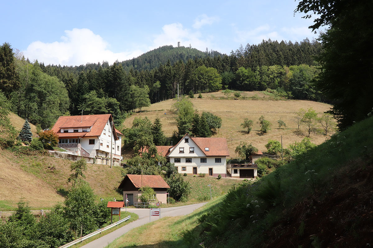 Blick auf den Hof vom Wanderweg kommend. Uns gehört der Hof rechts. Links wohnt unser Nachbar - auch ein Huber!